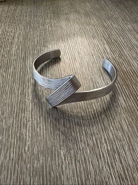 Rustic Cuff Brushed Silver Open Textured Cuff Bracelet